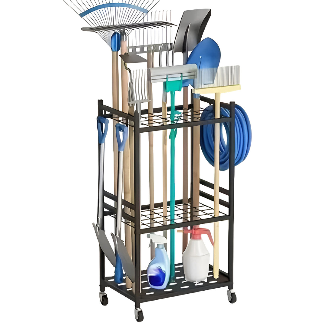 Maclean Mobile Garden Tool Stand / Cart, black, dimensions 43x30x79 cm, max. 20 kg, MC-138