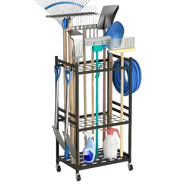 Maclean Mobile Garden Tool Stand / Cart, black, dimensions 43x30x79 cm, max. 20 kg, MC-138