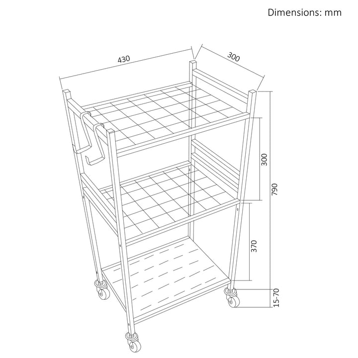 Maclean Mobile Garden Tool Stand / Cart, black, dimensions 43x30x79 cm, max. 20 kg, MC-138
