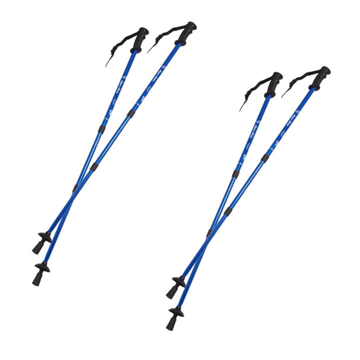 65–135 cm Telescopic Blue Aluminum Nordic Walking Poles, 2 pairs