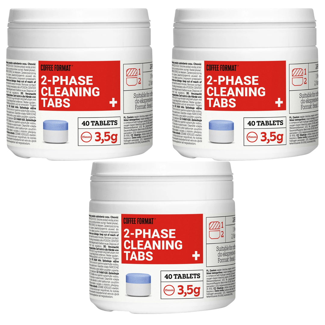 Coffee machine cleaning tablets, 2-phase Cleaning TABS+ 40 x 3.5 g Coffee Format, 3 packs