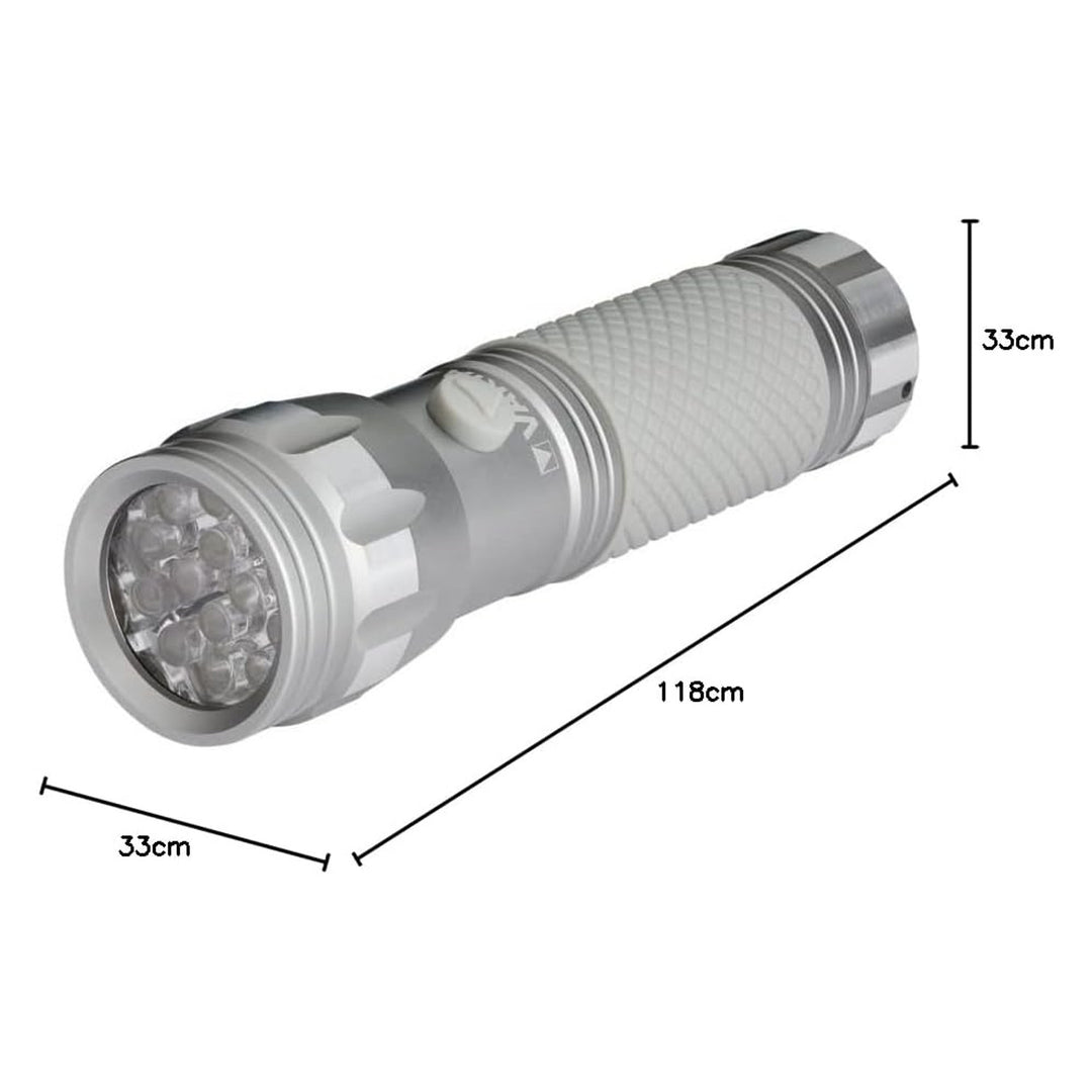15638 Aluminum UV LED Flashlight, UV Wavelength 395–400 nm, Multi LED Technology + Varta Batteries Included