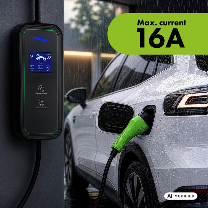 GreenBlue EV/PHEV Charger, portable, Type 2, cable length 6.8 m, IP65, 11 kW, 220–380 V AC 50/60 Hz, 16 A, 3-phase, GB1100