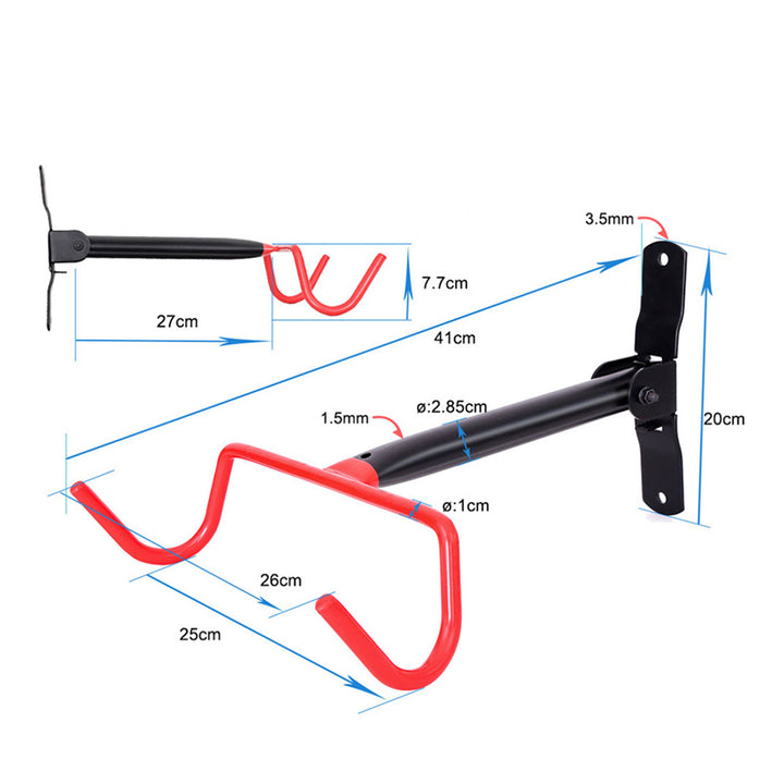 Maclean Horizontal Wall-Mounted Bike Rack, Steel, Max. Load 30 kg, MC-430, 2 pieces