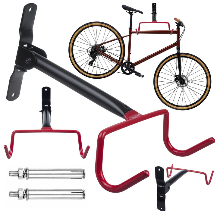 Maclean Horizontal Wall-Mounted Bike Rack, Steel, Max. Load 30 kg, MC-430, 2 pieces