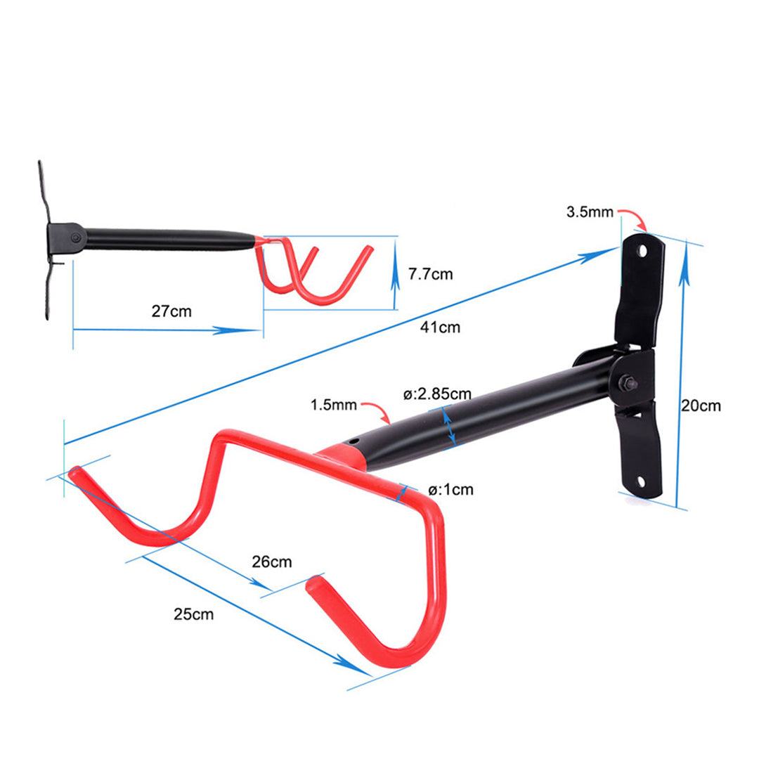 Maclean Horizontal Wall-Mounted Bike Rack, Steel, Max. Load 30 kg, MC-430, 4 pieces