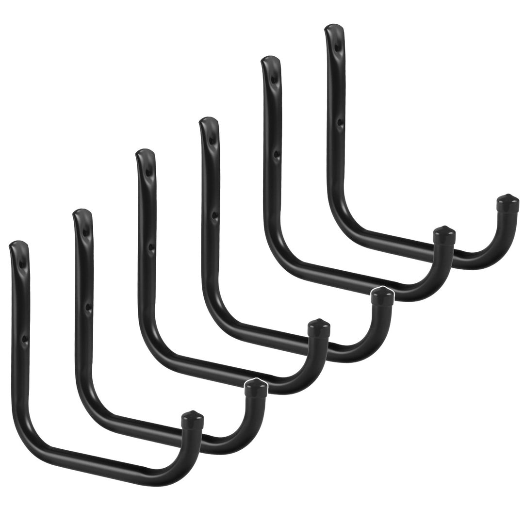 Set of 6 Maclean wall mounts for tires, wheels, ladders, and bicycles; steel construction; max. load 22 kg per mount; MC-487