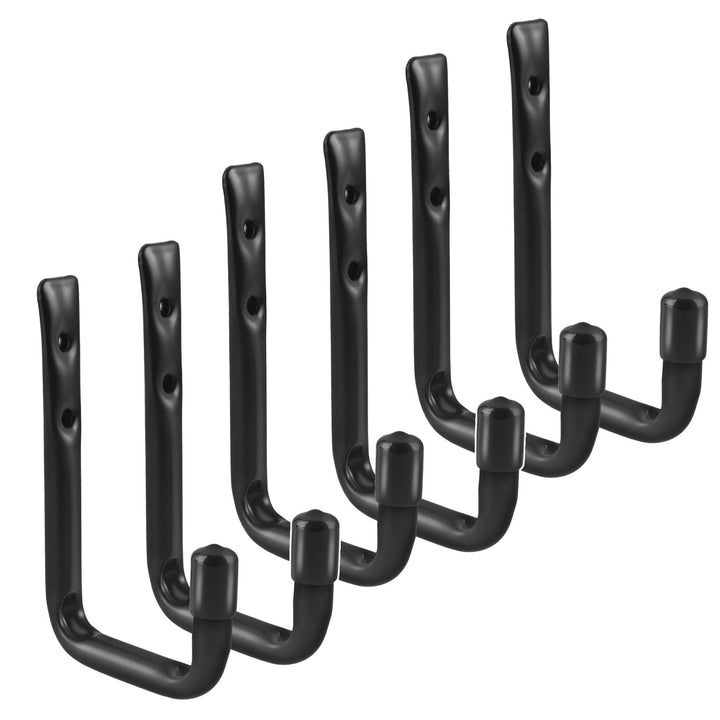 Set of 6 Maclean wall mounts for tires, wheels, ladders, and bicycles; steel construction; max. load 22 kg per mount; MC-489