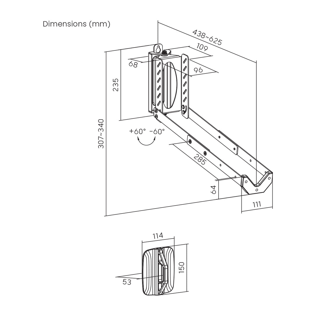 Maclean Wall-Mounted Bike Rack, 35 kg max, MC-498, 3 pieces