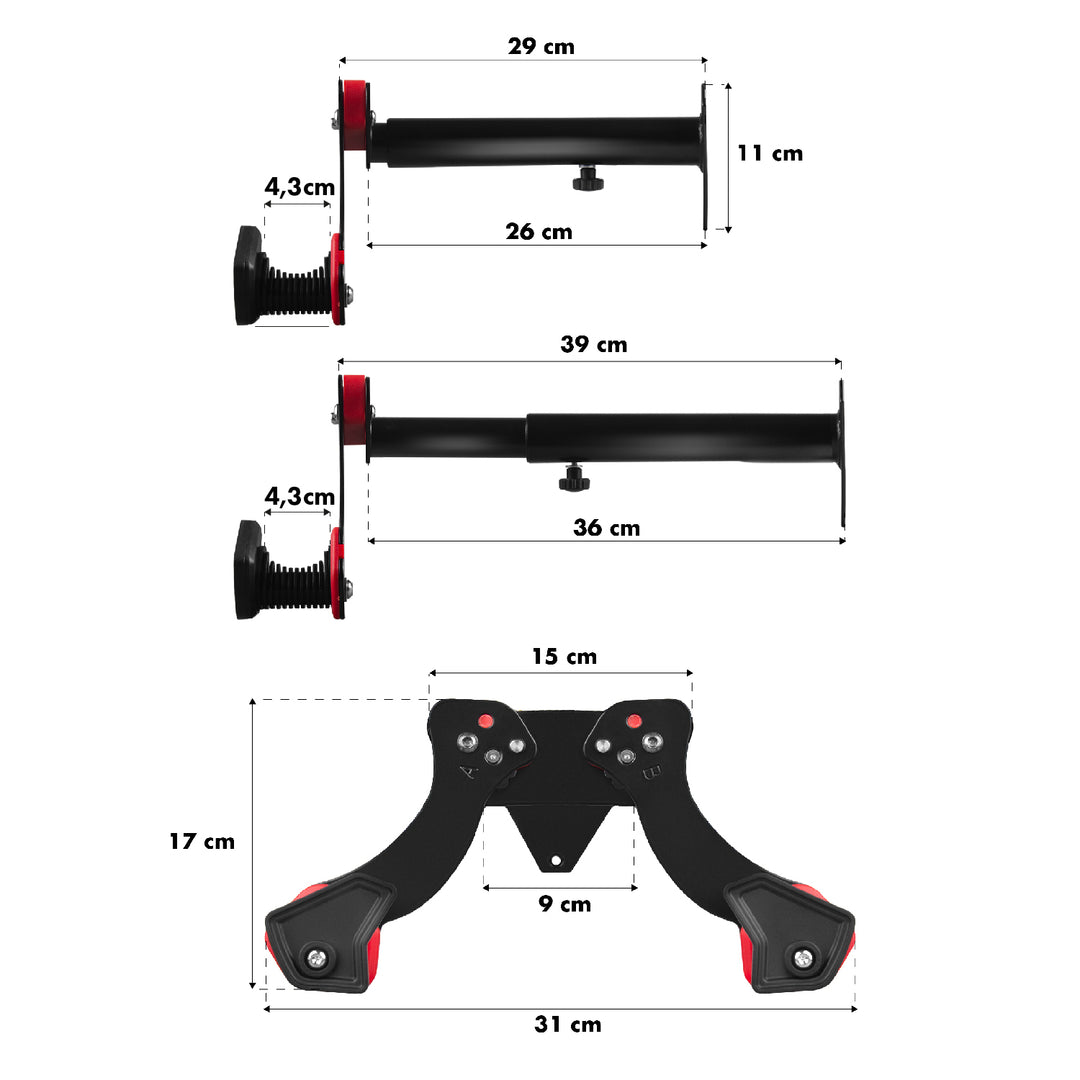 Maclean Wall-Mounted Bike Rack, Steel, Max. Load 30 kg, MC-449, 2 pieces