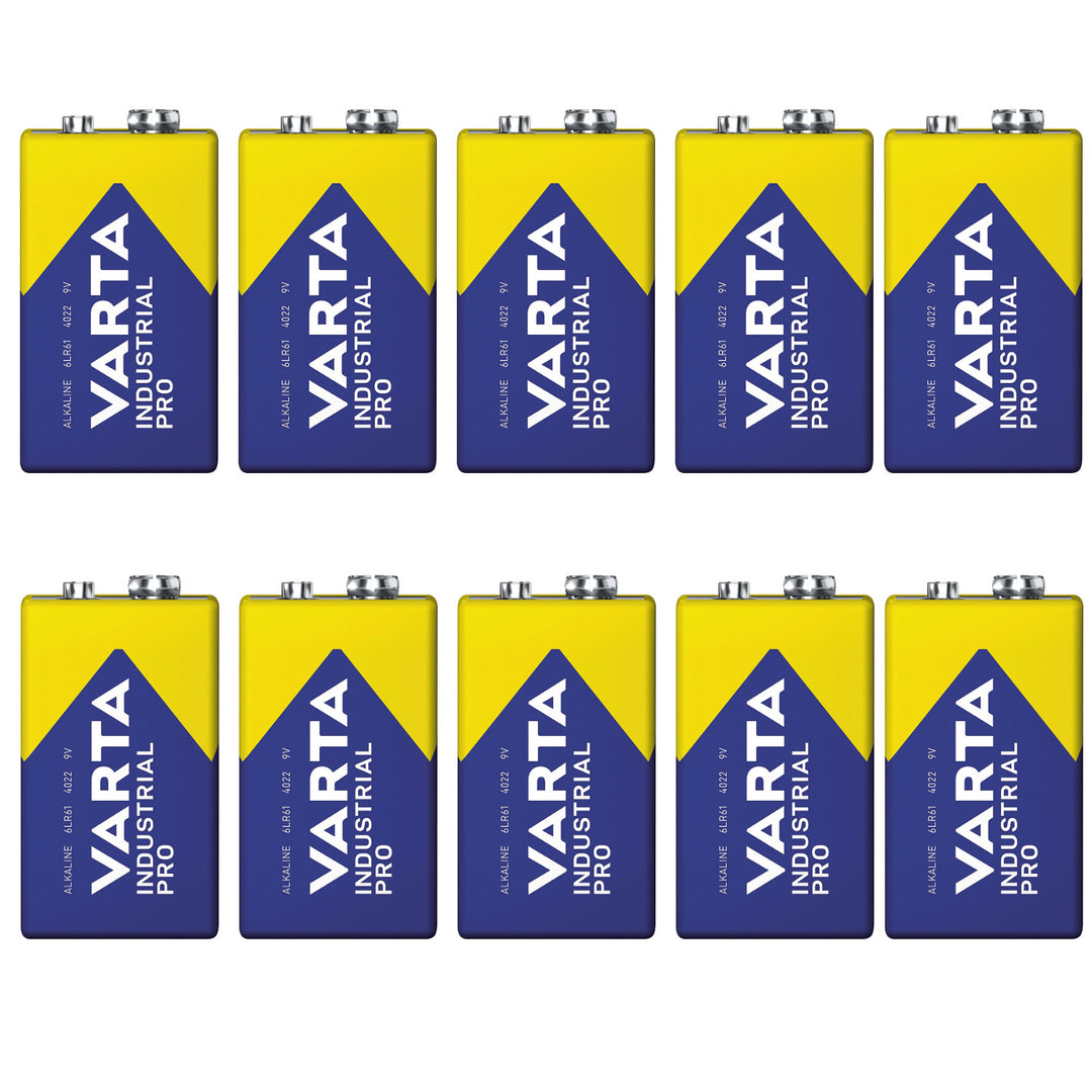 10x R9V R-9 6LR61 9V R-9 alkaline battery, Varta Industrial Pro