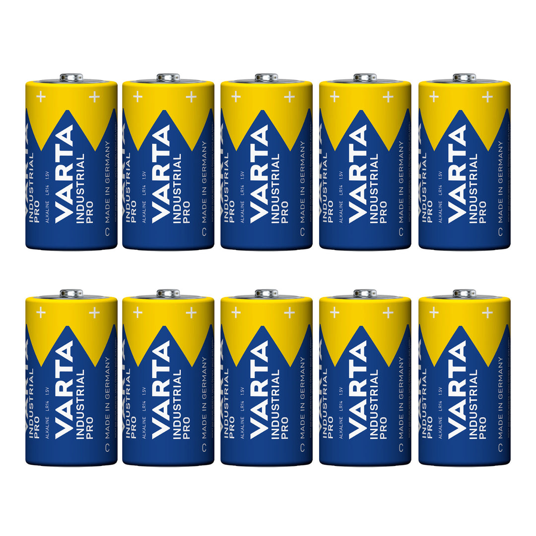 10 R-14 LR14 1.5V alkaline batteries by Varta Industrial Pro
