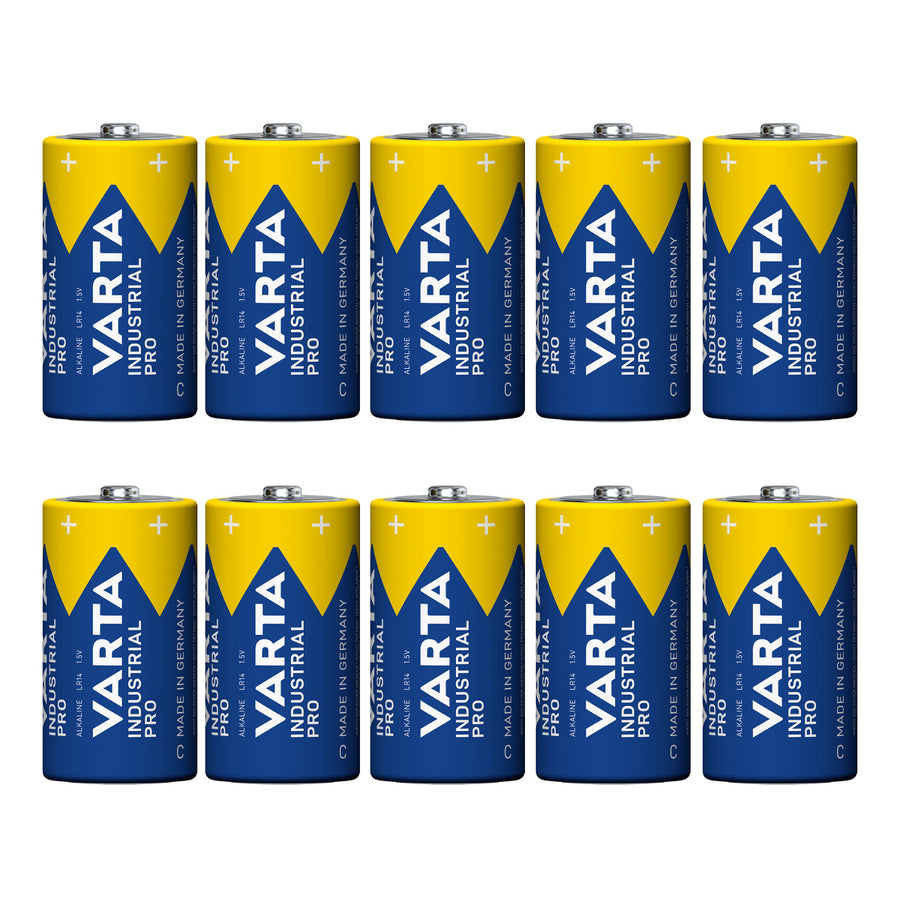 10 R-14 LR14 1.5V alkaline batteries by Varta Industrial Pro