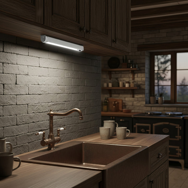 2x Maclean LED kitchen light, under-cabinet, 9 SMD, battery-powered, PIR sensor on/off, MCE166 + 6x R-06/AA/LR06 1.5V VARTA Longlife Power batteries