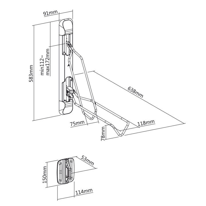 Maclean Wall-Mounted Bike Rack/Holder, max. 35 kg, MC-471, 4 pieces