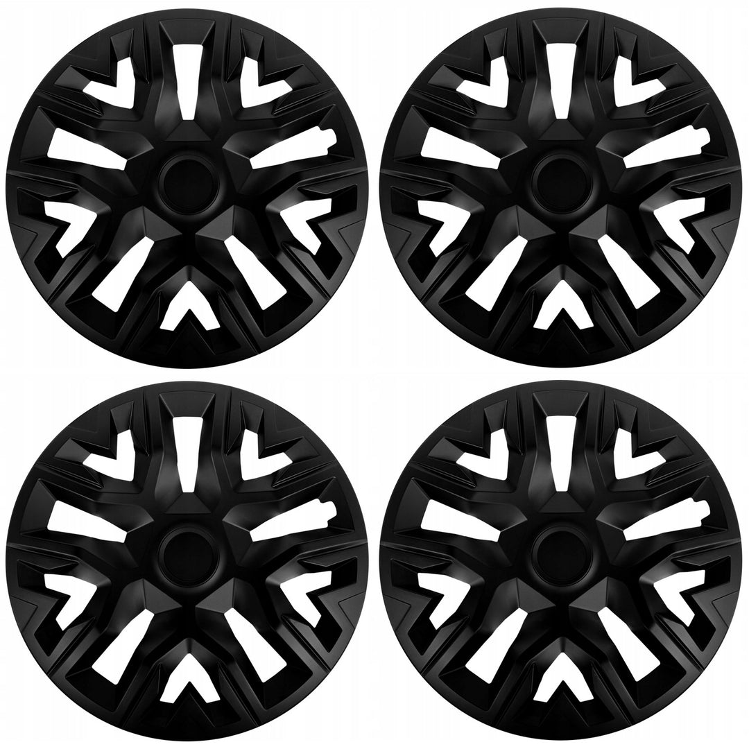 NRM The Best 16" Universal Car Hubcaps, Black, Set of 4