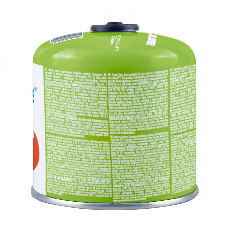 6 x 500g GreenBlue gas cartridges. Certification: Pi 0437, compliant with EN 417, butane-propane, operating temperature range: -10°C to +40°C, 7/16'' threaded valve GB499