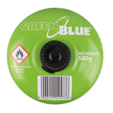 8 x 500g GreenBlue gas cartridges. Certification: Pi 0437, compliant with EN 417, butane-propane, operating temperature range: -10°C to +40°C, 7/16'' threaded valve GB499