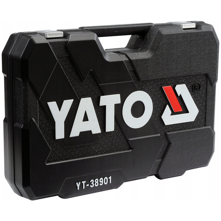 Yato Professional Tool Set, 122 pieces (socket wrenches, sockets, screwdrivers, hammer), screwdrivers with magnetic and hardened tips, YT-38901