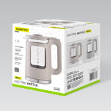 Maestro Glass Electric Kettle, 1.7L capacity, 2200W power, water level indicator, LED backlight, swivel base, gray, MR-065-GREY