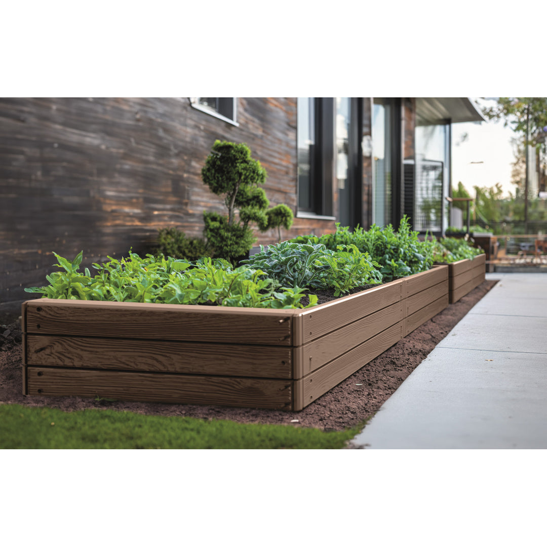 Prosperplast Base Woody Garden Edging, 149x75 cm, weather-resistant, modular design, brown, IBWR-7587U