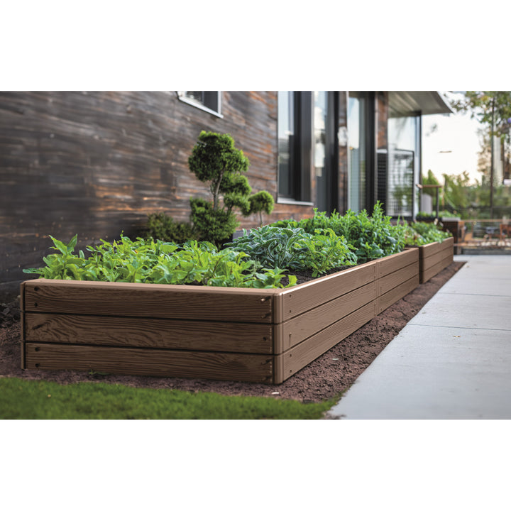 Prosperplast Base Woody Garden Edging, 149x75 cm, weather-resistant, modular design, brown, IBWR-7587U