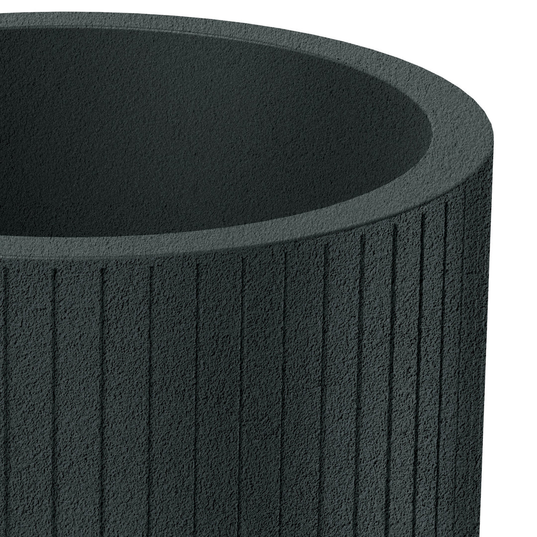 Ethick Coro Round Planter, diameter 40 cm, height 36 cm, matte finish, weather-resistant, drainage hole, dark graphite color, TCR40-109GR
