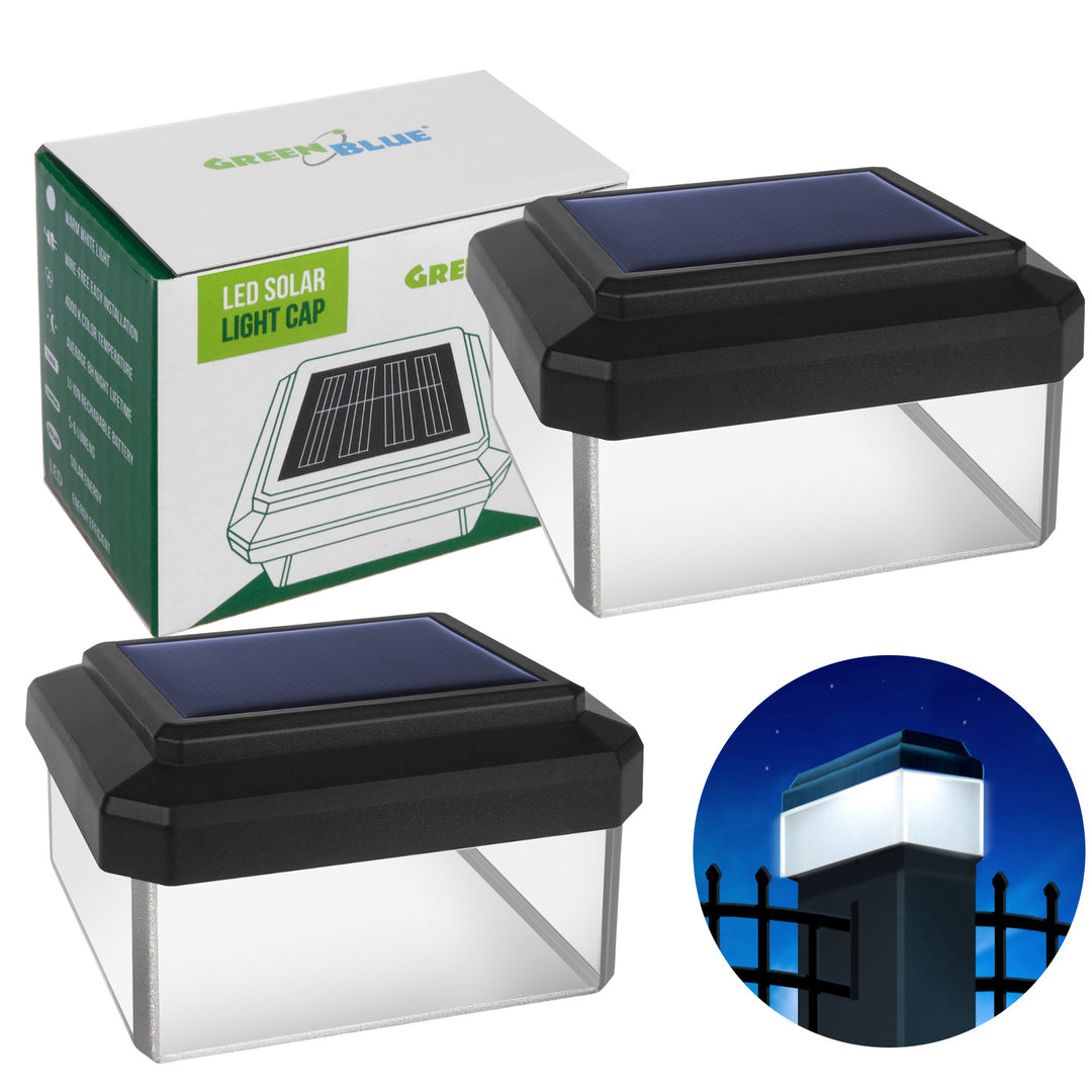 GreenBlue Solar LED Pole Light, 60x40mm, Envelope-Shaped Canopy, GB125, 2 pieces