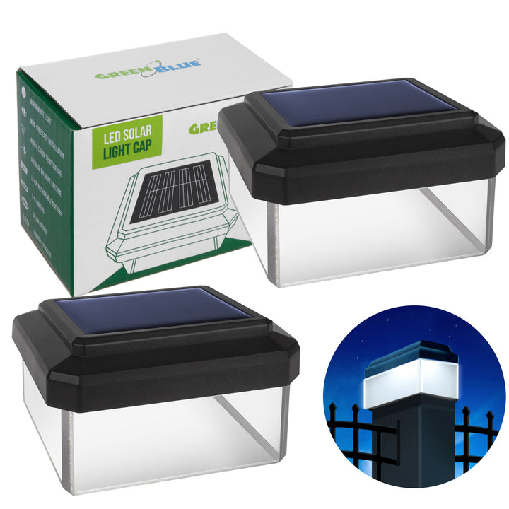 GreenBlue Solar LED Pole Light, 60x40mm, Envelope-Shaped Canopy, GB125, 2 pieces