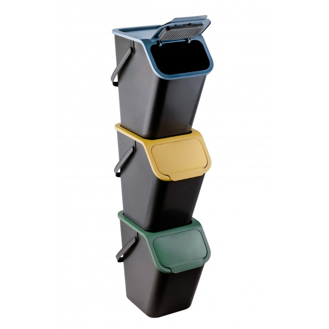 Set of 3 25-liter Practic Bini recycling bins + 5 charcoal filters