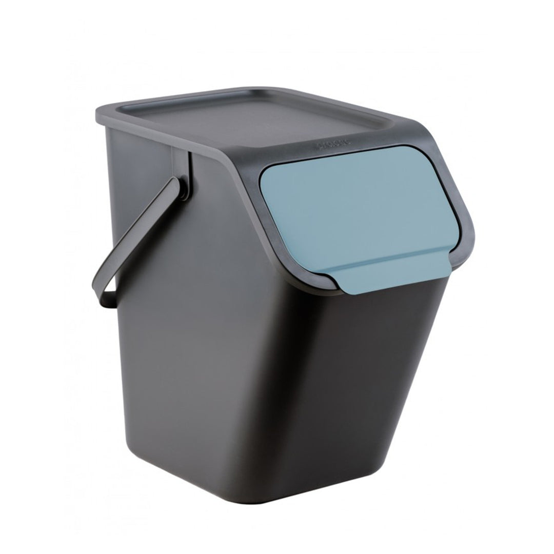 Set of 4 black BINI 25-liter containers, with black lids; flap colors ...