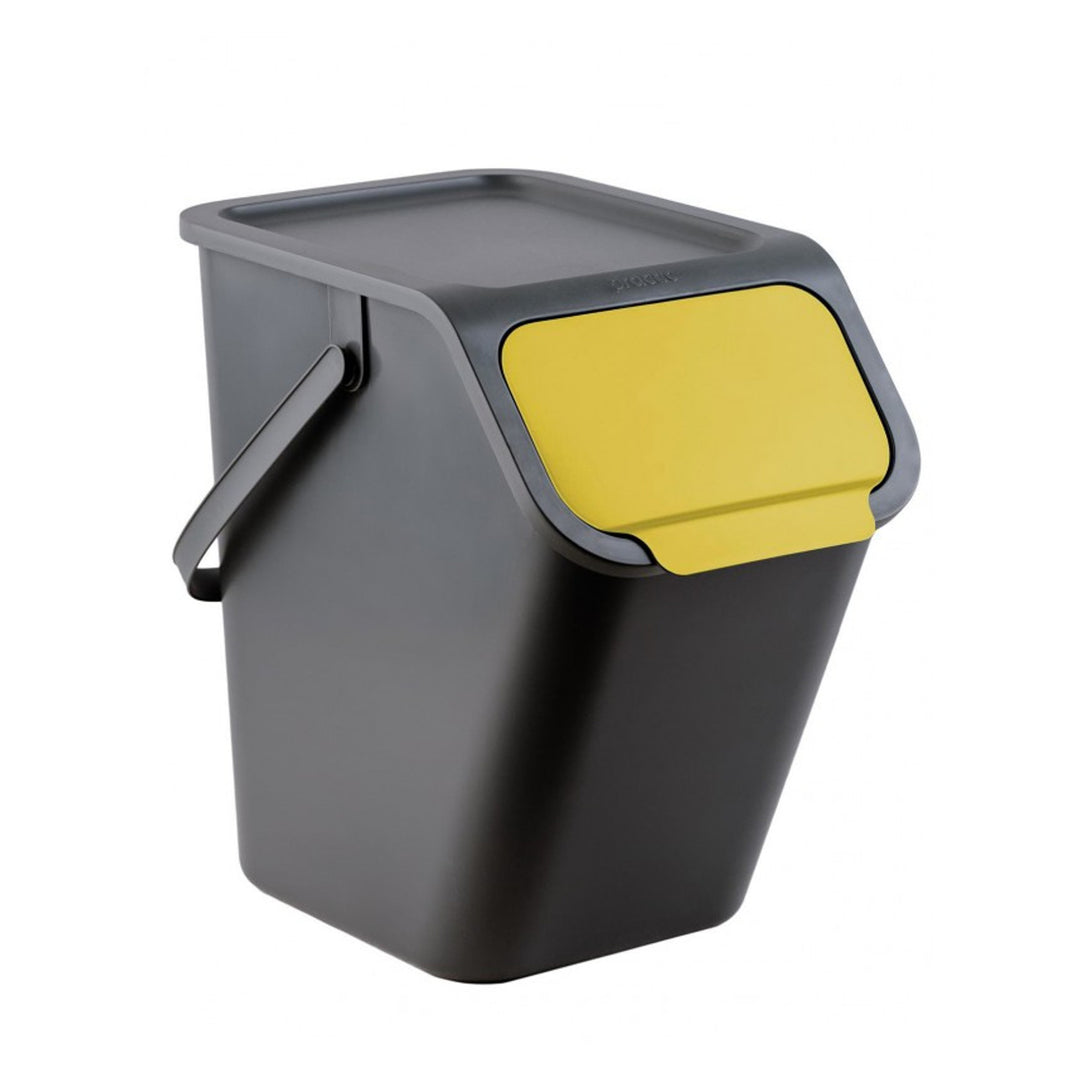 Set of 4 black BINI 25-liter containers, with black lids; flap colors ...