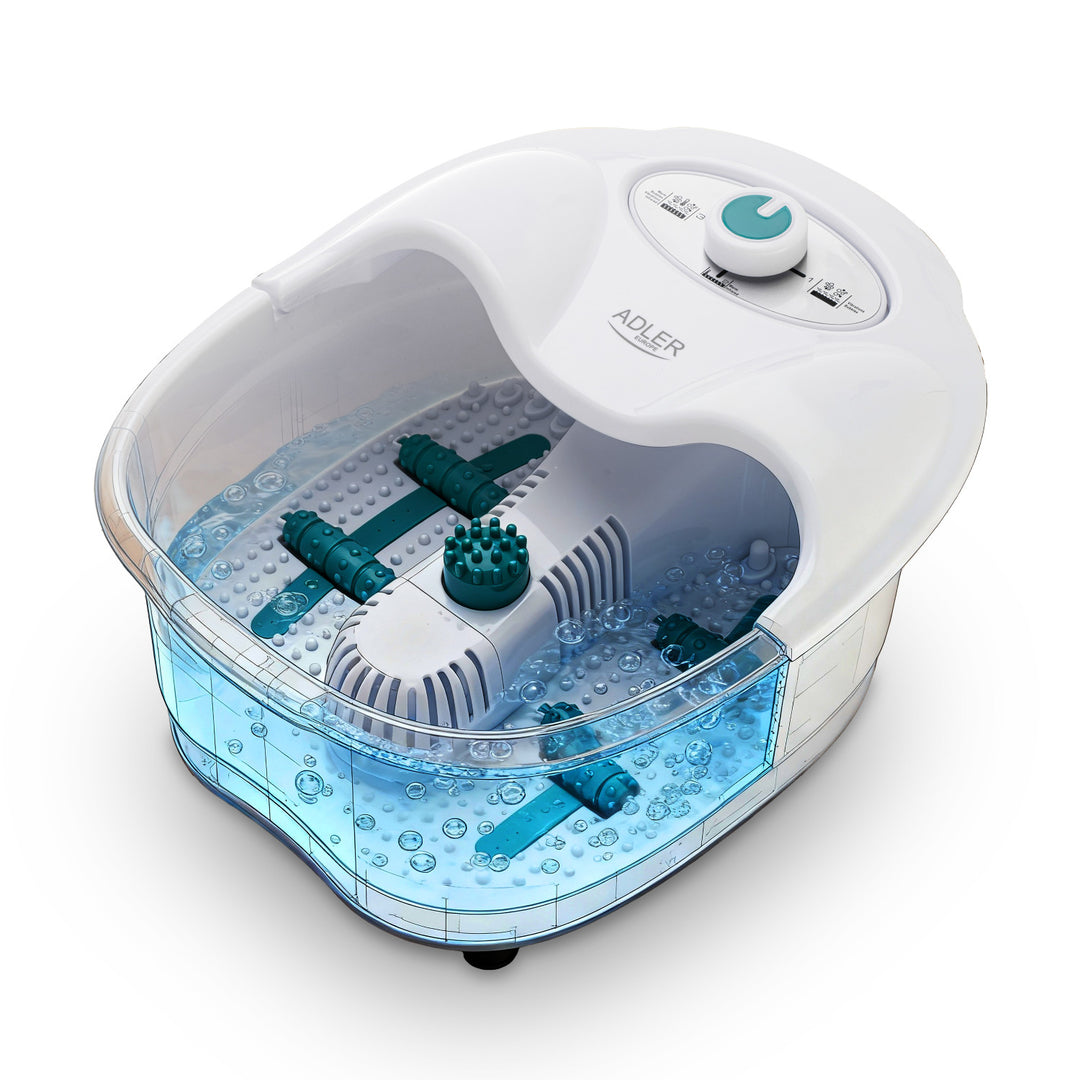 Adler Foot Massager, Bubble, Vibration, and Heat Massage, Infrared, 4 Rollers + 3 Attachments, AD 2167 White