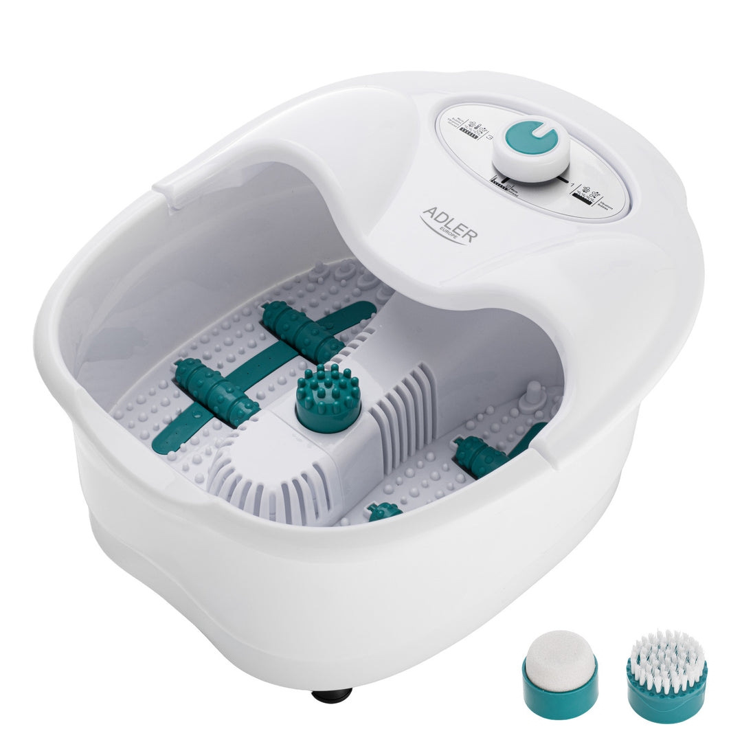 Adler Foot Massager, Bubble, Vibration, and Heat Massage, Infrared, 4 Rollers + 3 Attachments, AD 2167 White
