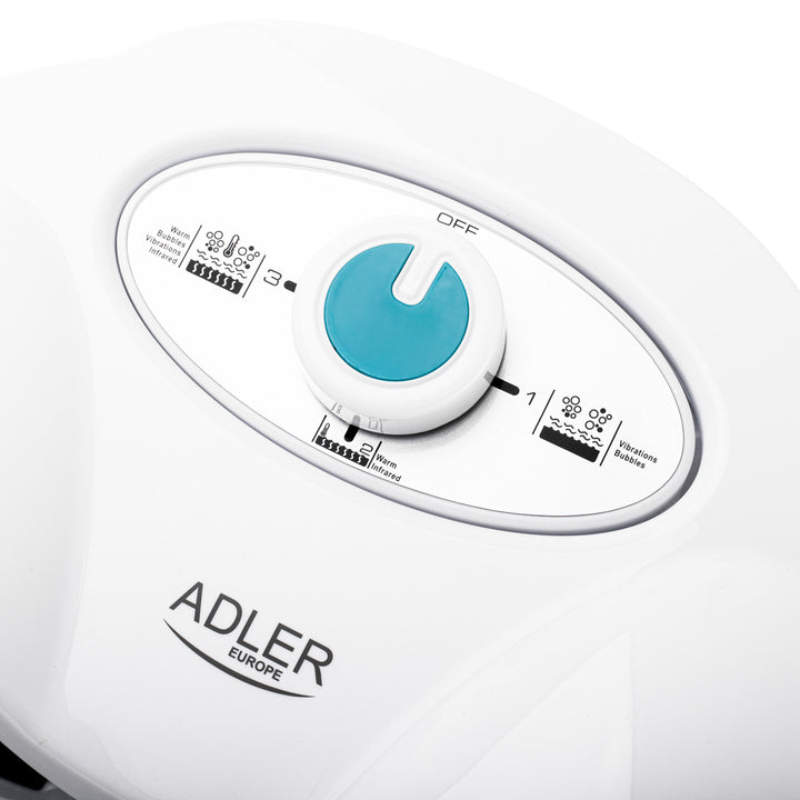 Adler Foot Massager, Bubble, Vibration, and Heat Massage, Infrared, 4 Rollers + 3 Attachments, AD 2167 White