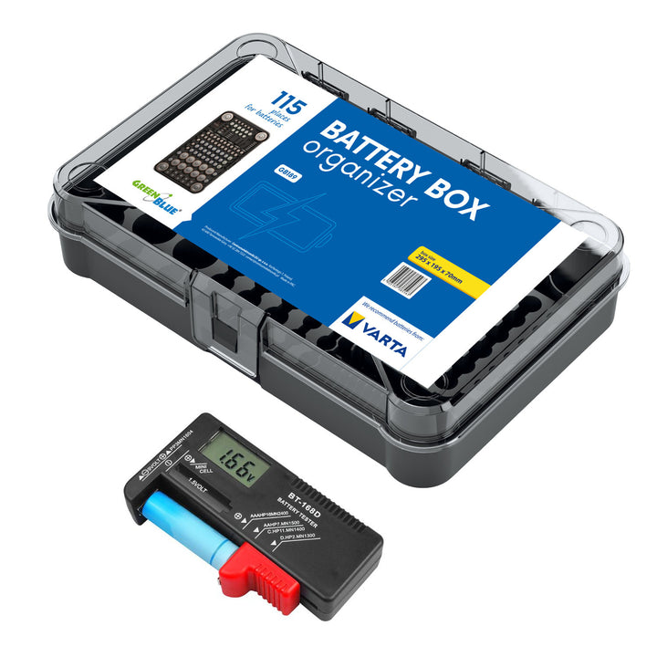 GreenBlue GB189 Battery Organizer + Lamex Digital Battery and Rechargeable Battery Tester