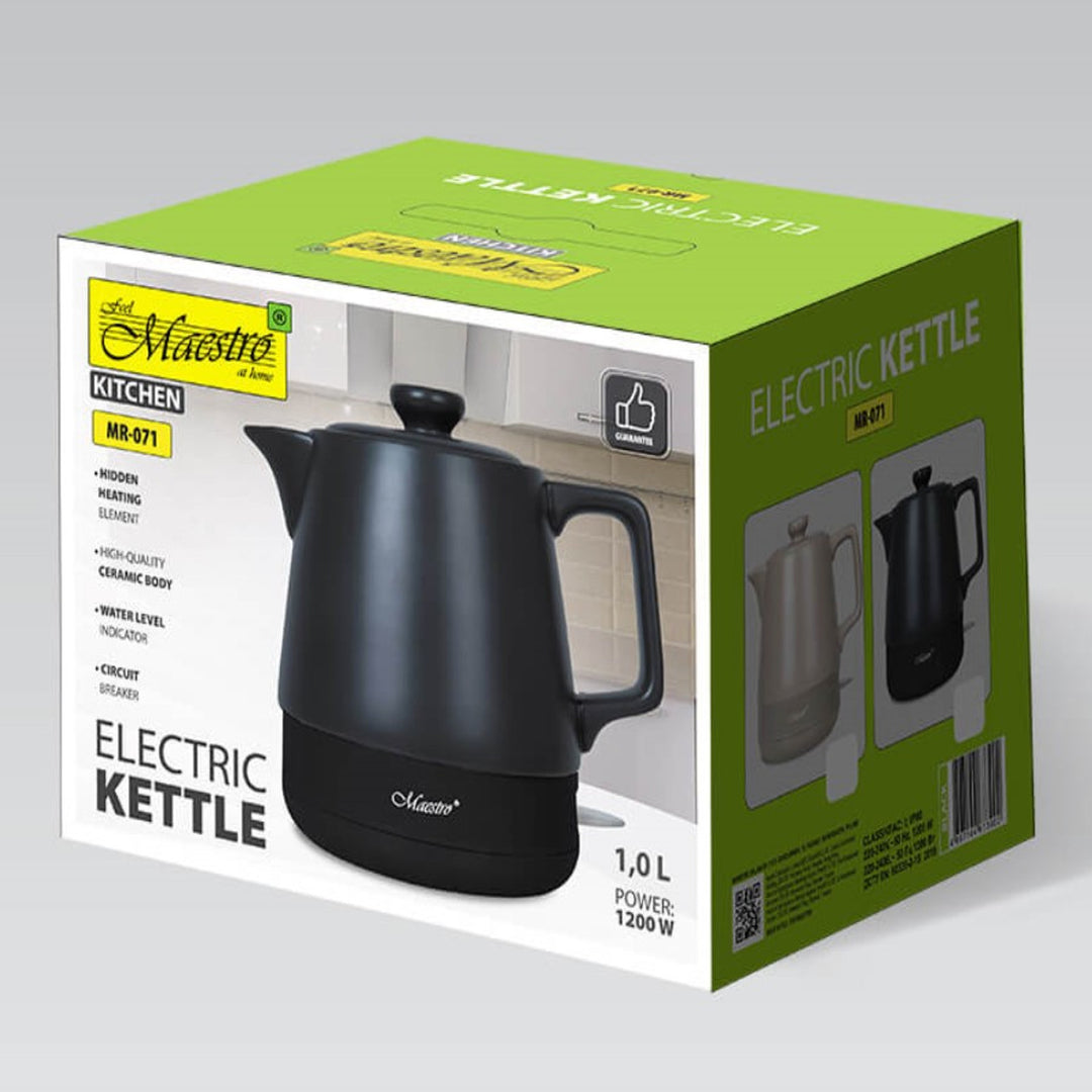 Maestro Ceramic Kettle, 1L capacity, 1200W, black, MR-071