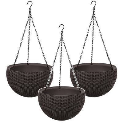 Keter Sphere Planter Hanging Pot, Brown, 3-Pack