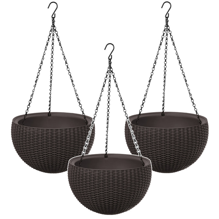 Keter Sphere Planter Hanging Pot, Brown, 3-Pack