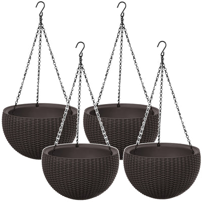 Keter Sphere Planter Hanging Pot, Brown, 4-Pack