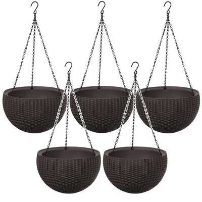 Keter Sphere Planter Hanging Pot, Brown, 5-Pack