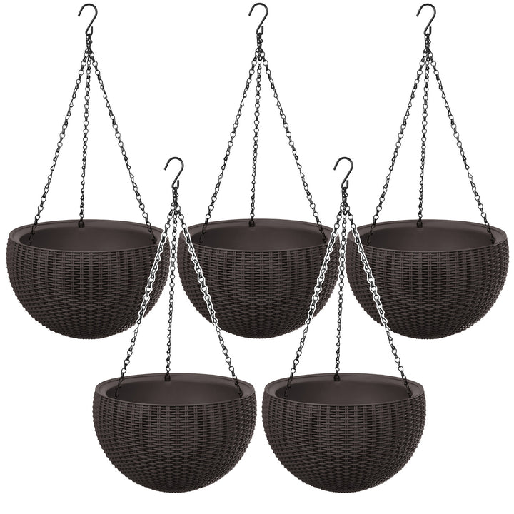 Keter Sphere Planter Hanging Pot, Brown, 5-Pack