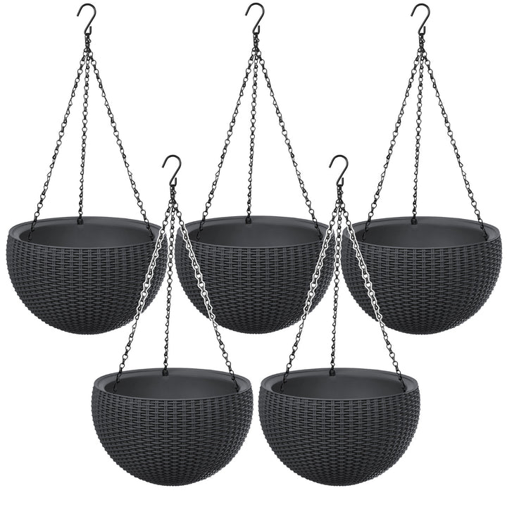 Keter Sphere Planter Hanging Pot, Anthracite, 5 pieces