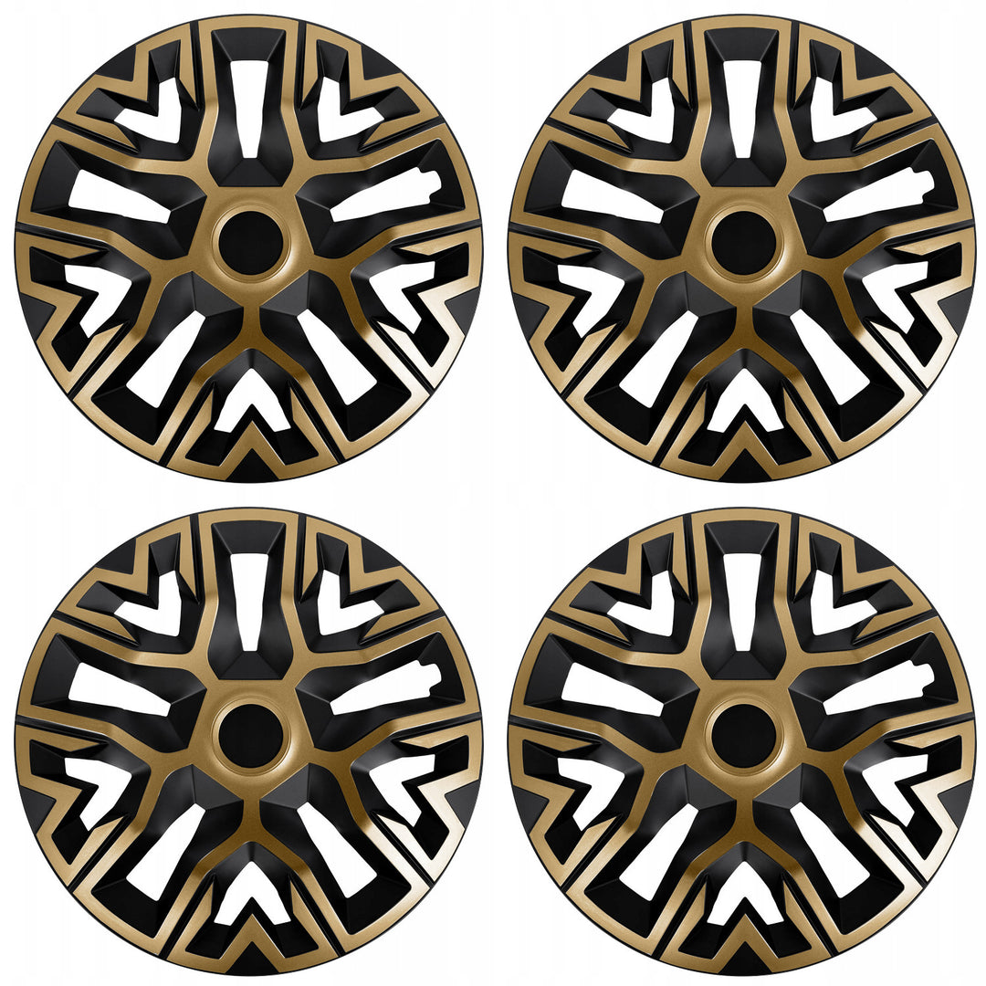 NRM The Best 16'' Universal Wheel Covers (Gold and Black) – Set of 4