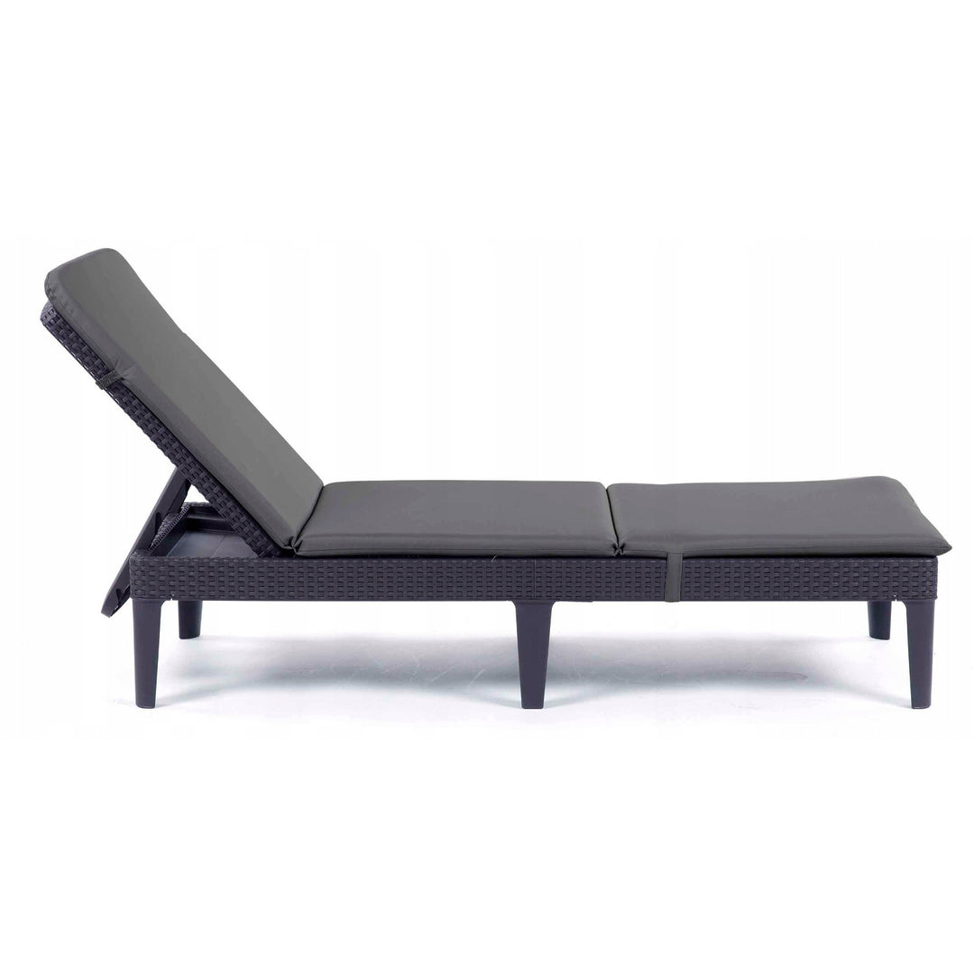 Jaipur Deck Chair Cushion, dark gray, S-500 fabric, size 190x60 cm, two fastening systems, waterproof, fully machine washable, S-49