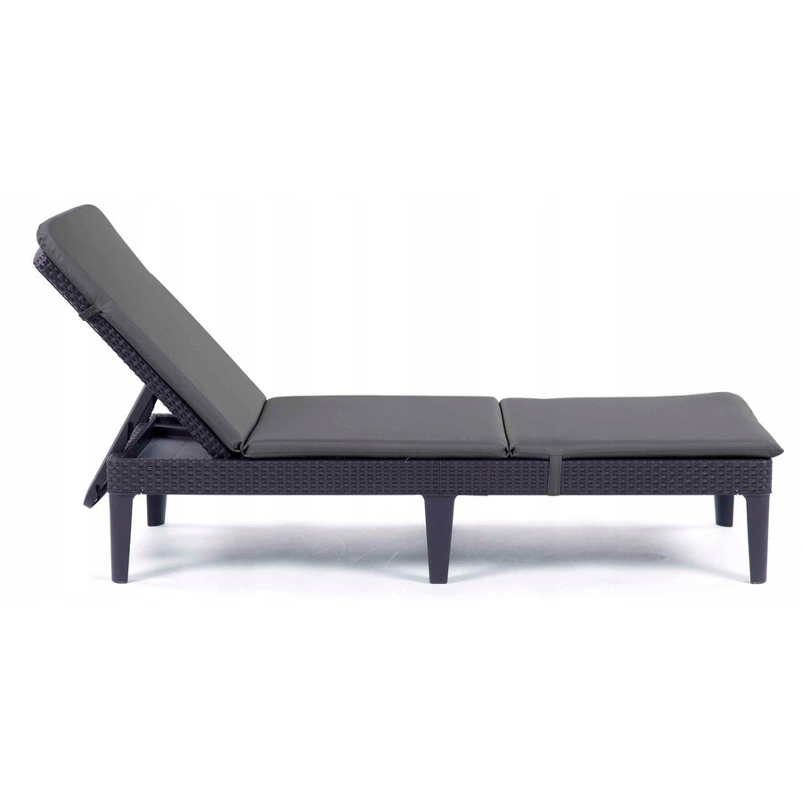 Jaipur Deck Chair Cushion, dark gray, S-500 fabric, size 190x60 cm, two fastening systems, waterproof, fully machine washable, S-49