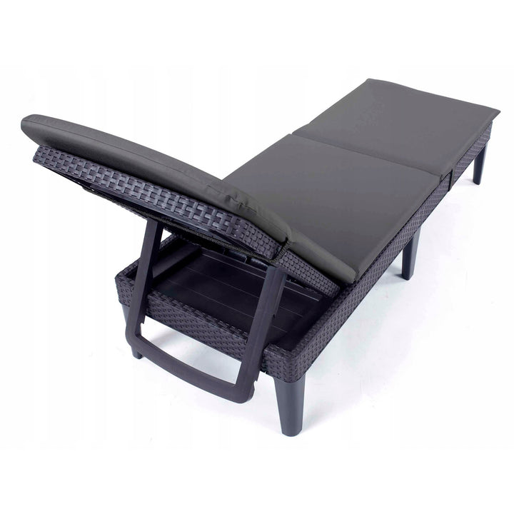 Jaipur Deck Chair Cushion, dark gray, S-500 fabric, size 190x60 cm, two fastening systems, waterproof, fully machine washable, S-49