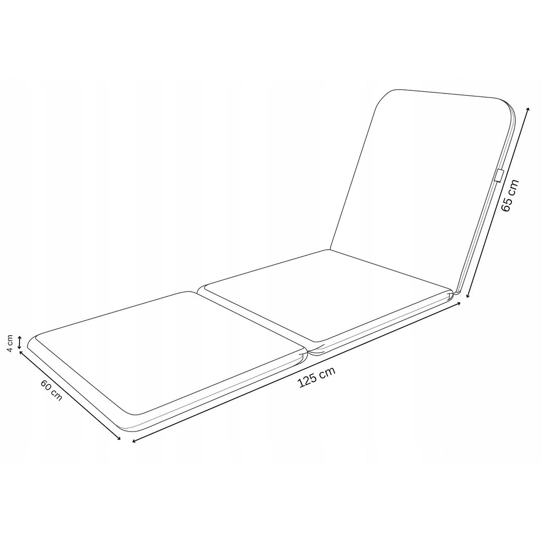 Jaipur Deck Chair Cushion, dark gray, S-500 fabric, size 190x60 cm, two fastening systems, waterproof, fully machine washable, S-49