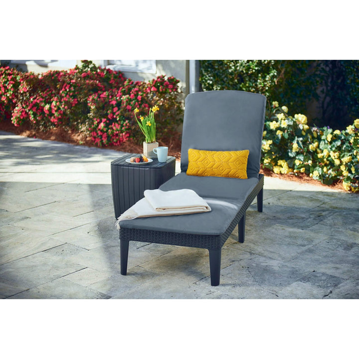 Jaipur Deck Chair Cushion, dark gray, S-500 fabric, size 190x60 cm, two fastening systems, waterproof, fully machine washable, S-49