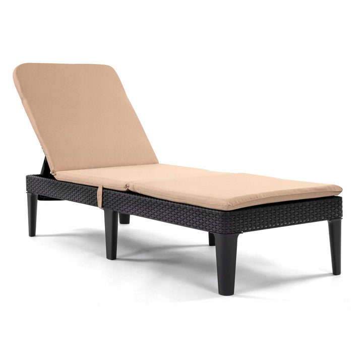 Jaipur Deck Chair Cushion, beige, S-550 melange fabric, size 190x60 cm, two fastening systems, water-resistant, fully machine washable, S-21 melange